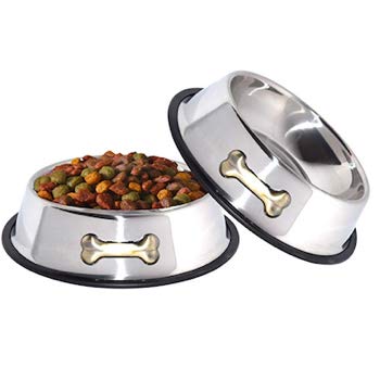 GPET Stainless Steel Dog Bowls with Anti-Skid Rubber Base